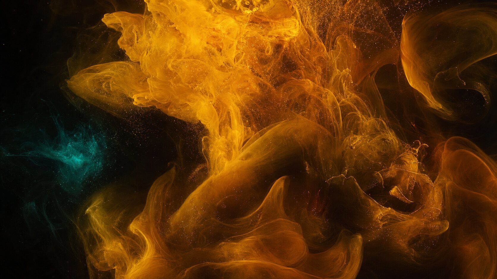 Deep gold pigment dispersing in fluid